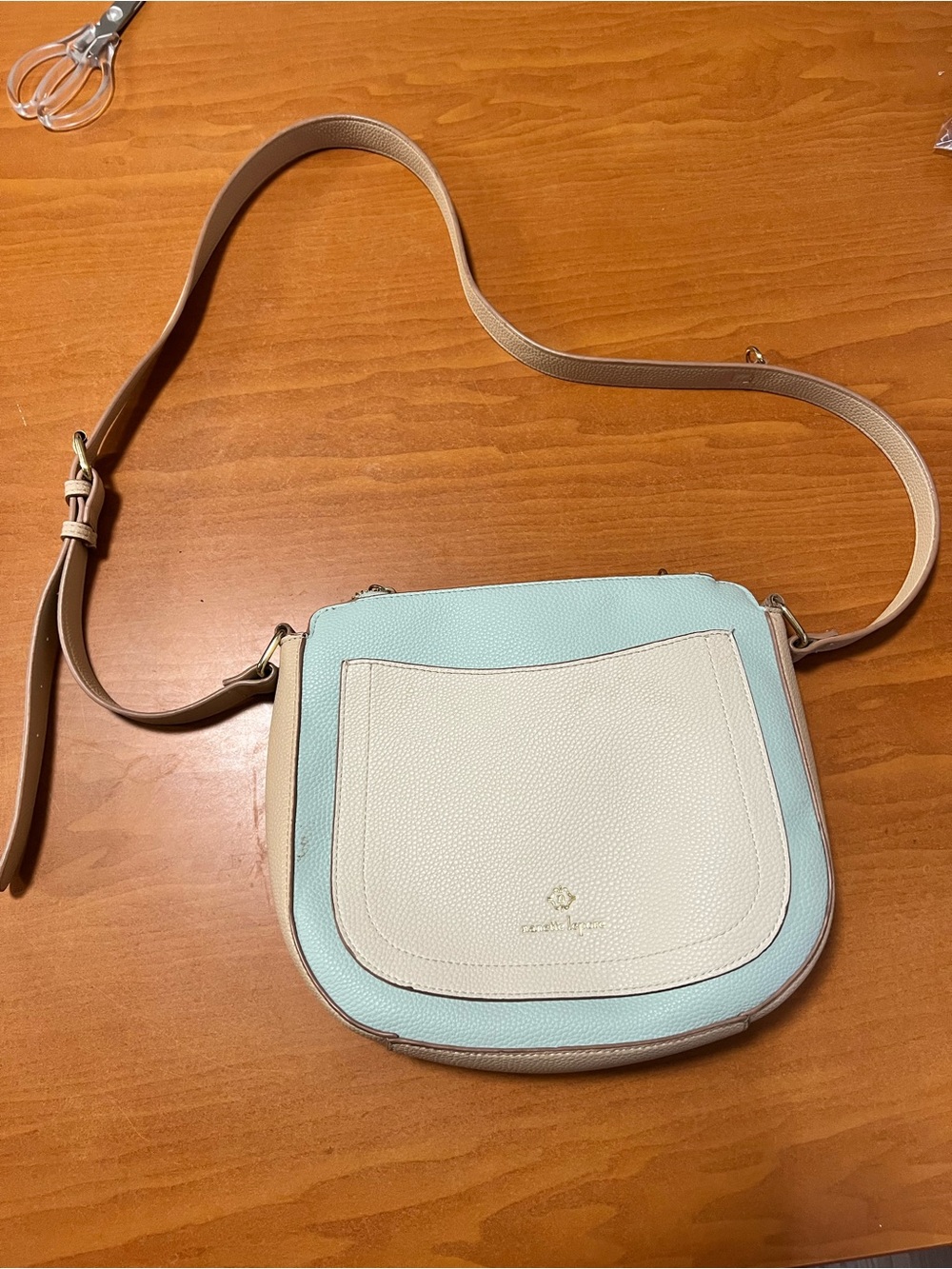 Nanette Lepore Two-Tone Light Blue and Cream Small Crossbody Bag